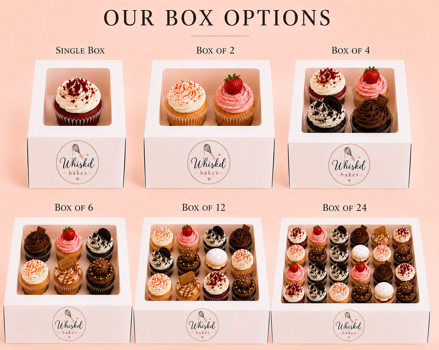 Whiskd Bakes cupcake box options
